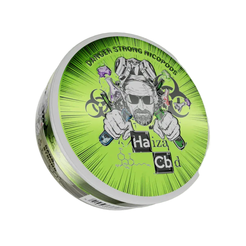 HAIZA CBD nicotine pouches with 16mg/g strength packaging