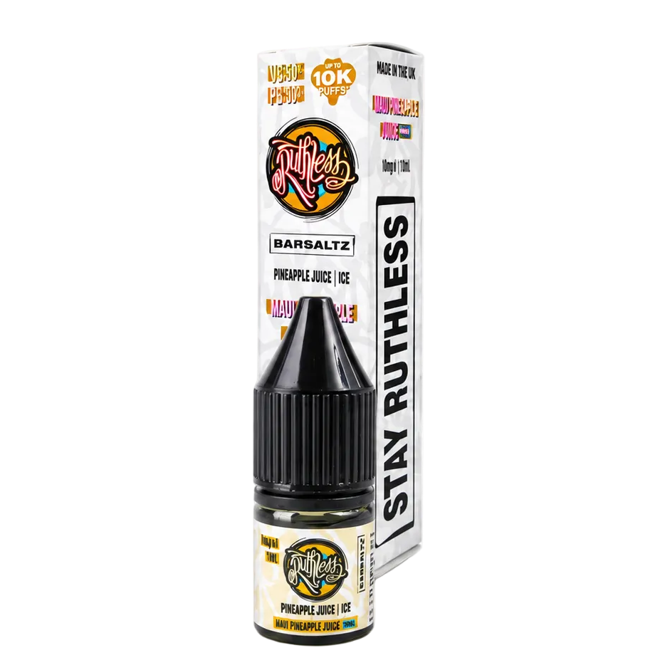 Ruthless Maui Pineapple Juice On Ice nic salt e-liquid bottle packaging