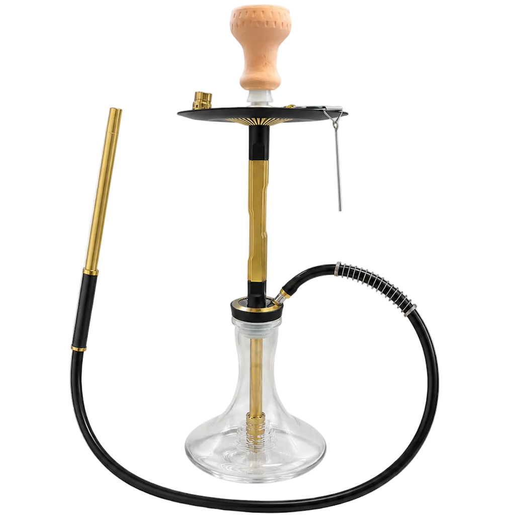 Premium Black & Gold Glass Hookah - 64cm - Adjustable Draw