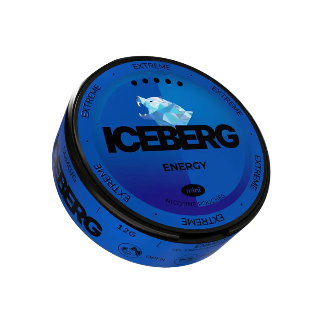 Iceberg Mini Energy nicotine pouches can with 50mg/g strength and 30 mini