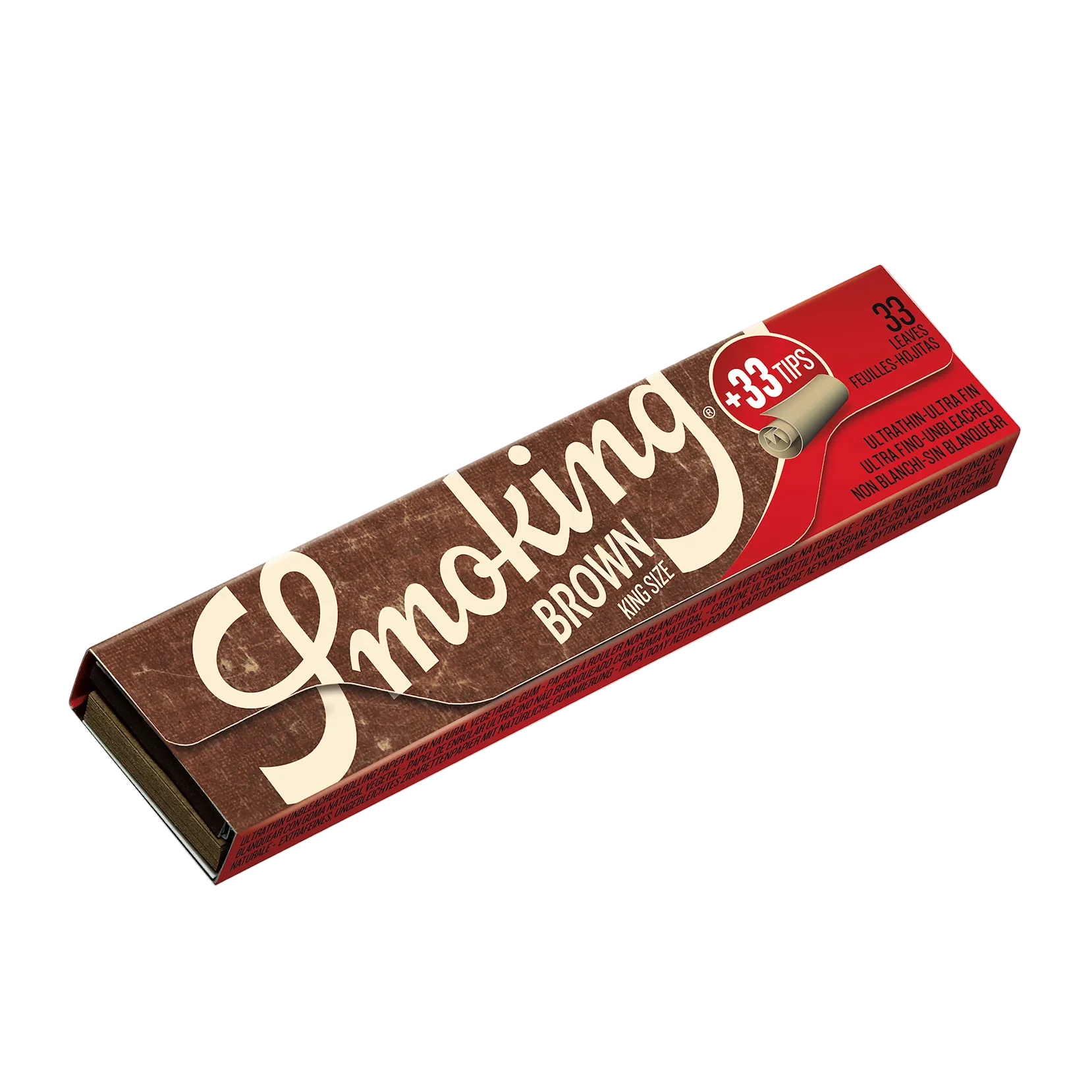 Smoking Brown King Size rolling papers with filter tips packaging
