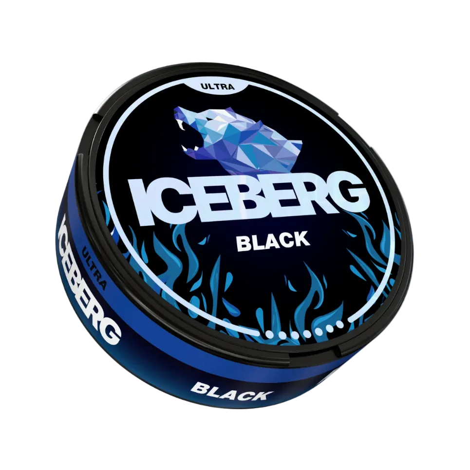 Iceberg Ultra Black 70mg nicotine pouch can packaging