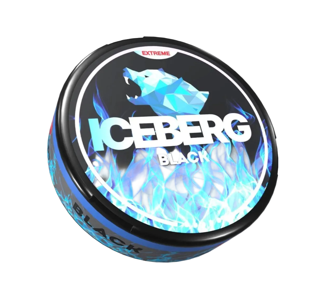 Iceberg Extreme Black 50mg nicotine pouch can packaging
