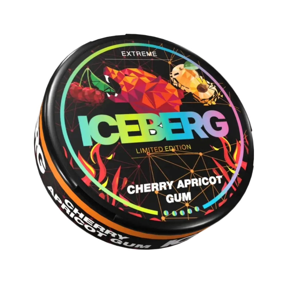 Iceberg Extreme Cherry Apricot Gum 50mg nicotine pouch can packaging