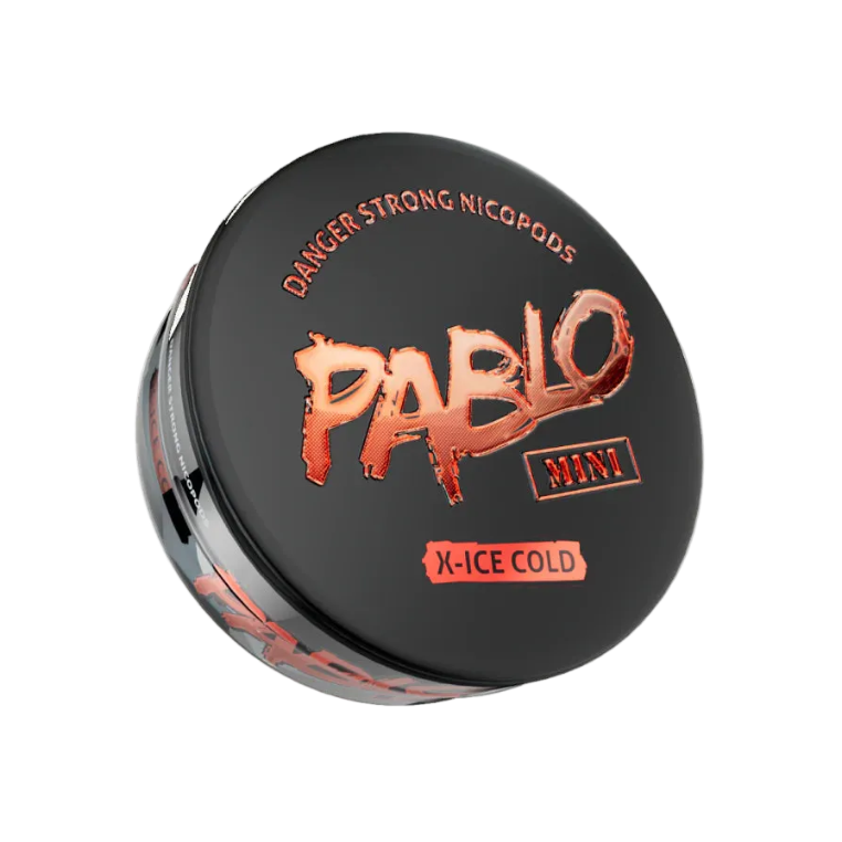 Pablo Mini x-ice cold nicotine pouches with 30mg/g strength packaging