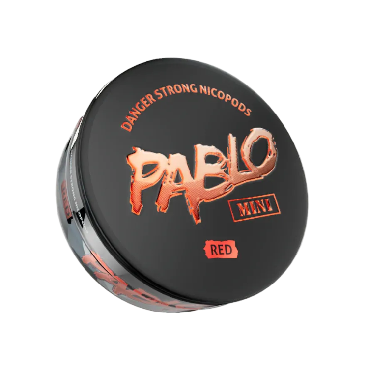 Pablo Mini red nicotine pouches with 30mg/g strength packaging