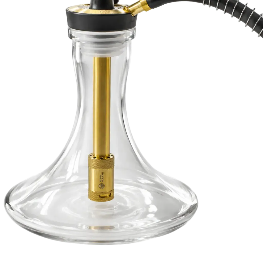 Premium Black & Gold Glass Hookah - 64cm - Adjustable Draw